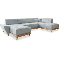 Miuform Dazzling Daisy - Canapé d'angle avec fonction lit et coffre de lit U-FORM DROITE - 330x190cm - Gris clair - Canapé-lit Canapé
