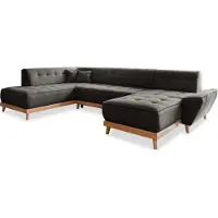 Miuform Dazzling Daisy - Canapé d'angle avec fonction lit et coffre de lit U-FORM GAUCHE - 330x190cm - Anthracite - Canapé-lit Canapé