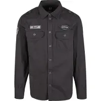 Brandit Chemise 'Luis' anthracite / blanc