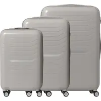 Relaxdays Ensemble de valises , 3 pièces, 4 roulettes, coque rigide, 3 tailles, poignée télescopique, serrure à combinaison TSA, valises de voyage, beige