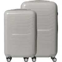 Relaxdays Ensemble de valises , 2 pièces, 4 roulettes, coque rigide, 2 tailles, poignée télescopique, serrure à combinaison TSA, valises de voyage, beige