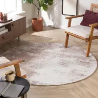 Studio Clarice Tapis rond abstrait - Candice Taupe | Ø 140cm | Rond | Pile courte