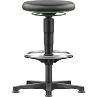 BIMOS Tabouret Allround, similicuir, avec patins et repose-pieds circulaire, anneau de (56 - 81 cm)