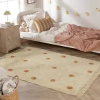 Little Olly Tapis pour chambre d’enfant – Lou Dots Jaune | 80x150cm | Rectangulaire | Pile courte