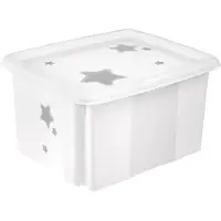 Keeeper Boîte de rangement - - Karolina - 24 L - Blanc Nordique - Empilable et Pivotante