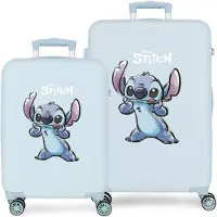 Disney Valise cabine et moyenne avec roues multidirectionnelles et compartiments pratiques, Valise, Bleu