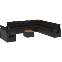 vidaXL Ensemble de 12 canapés de jardin avec coussins noir poly rotin