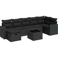 vidaXL Ensemble de jardin canapé 8 pièces avec coussins noir poly rotin