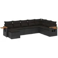 vidaXL Ensemble de jardin canapé 8 pièces avec coussins noir poly rotin
