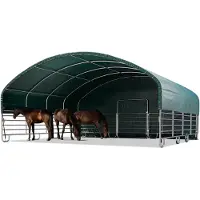 TOOLPORT Tente de pâturage 8x8 m bâche PVC 2300 Newton abri pour chevaux - type de sol : terre - ouvert àl'avant - vert