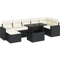 vidaXL Ensemble de jardin canapé 8 pièces avec coussins noir poly rotin