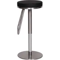 FineBuy Tabouret de bar en acier inoxydable noir, assise réglable en hauteur (54 - 79 cm), tabouret de bistrot rembourré, pivotant à 360°, tabouret de comptoir