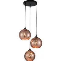 Nova Luce Suspension Blaze Verre cuivré à 3 lumières