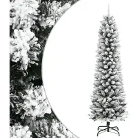 vidaXL Sapin de Noël artificiel mince avec neige floquée 180 cm PVC/PE