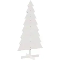vidaXL Arbre de Noël en bois pour décoration blanc 150 cm pin massif