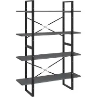 vidaXL Bibliothèque à 4 niveaux Gris 100x30x140 cm Bois de pin massif