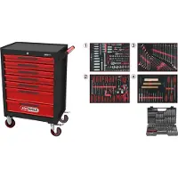 Ks Tools ECOline NOIR/ROUGE Chariot d'atelier avec 7 tiroirs