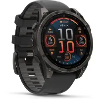 Garmin - 010-02904-21 - Smartwatch - Fenix 8 Sapphire - Bracelet en silicone noir