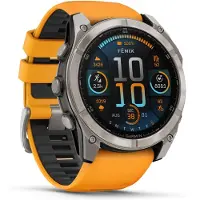 Garmin - Montre GPS - Fenix 8 Amoled 51mm Sapphire Titane/Graphite en Titane - Orange