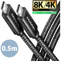 Axagon BUCM4X-CM10AB NEWGEN USB-C <> USB-C 4 Gen 3x2 Kabel 0,5 m Schwarz (0.50 m, USB 4, 240 W)