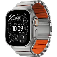 Nomad Bracelet Stratos Apple Watch | 44/45/46/49 mm - Ultra Orange / Natural Titanium