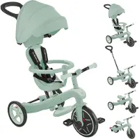 Globber EXPLORER TRIKE 4in1 ECO – Poussette, tricycle et vélo sans pédales, 10/8,5 pouces, siège TPR, réglable en hauteur, pistache