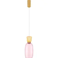Nova Luce Pluma - lampe suspendue - Ø 15 x 179 cm - 9W LED inclus - or, jaune brillant et verre rose