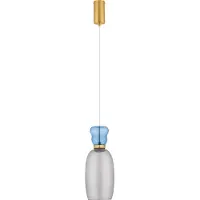 Nova Luce Pluma - lampe suspendue - Ø 15 x 179 cm - 9W LED inclus - or, bleu clair brillant et verre fumé