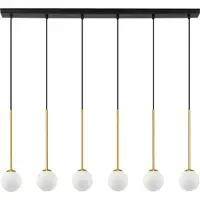 Nova Luce Savoy - lampe suspendue - 100 x 160 x 11 cm - satin doré, noir mat et blanc opale