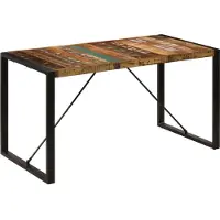 The Living Store Table de salle à manger 140x70x75 cm Vieux bois massif