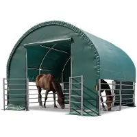 TOOLPORT Tente de pâturage 4x4 m bâche PVC 2300 Newton abri pour chevaux - type de sol : béton - vert