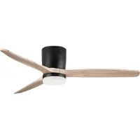 Nova Luce Aloa - ventilateur de plafond avec lumière et télécommande - Ø 132 x 27,5 cm - 18W LED inclus - noir sablé et bois naturel