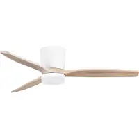 Nova Luce Aloa - ventilateur de plafond avec lumière et télécommande - Ø 132 x 27,5 cm - 18W LED inclus - blanc sablé et bois naturel