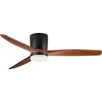 Nova Luce Aloa - ventilateur de plafond avec lumière et télécommande - Ø 132 x 27,5 cm - 18W LED inclus - noir sablé et bois foncé