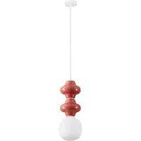 Lyora Suspension Clio M en céramique rouge avec verre blanc