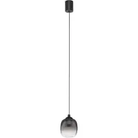 Nova Luce Kita - lampe suspendue - Ø 10 x 125 cm - 6W LED inclus - noir sablé et verre fumé