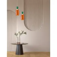 Nova Luce Pluma - lampe suspendue - Ø 15 x 179 cm - 9W LED inclus - or, jaspe brillant et verre orange