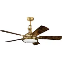 Elstead Lighting Hatteras Bay ventilateur de plafond silencieux avec lumière LED Ø142cm + télécommande, Ventilateur, Bronze