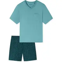 Schiesser Pyjama court ' Comfort Essentials ' turquoise / bleu clair