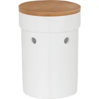 kela Pot à ail Salena H17cm Ø12cm stockage idéal céramique couvercle bambou récipient boîte à provisions blanc