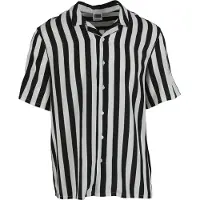 Urban Classics Viscose Aop Resort Short Sleeve Shirt Blanc,Noir L Homme