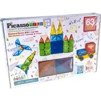 PicassoTiles Diamond Series Set (pt63) Construction Game 63 Pieces Multicolore Enfants