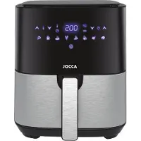 Jocca digital airfryer sort/stål 5 liter 1450 watt, Friteuse, Noir, Argent