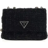 GUESS Femmes, Sac à main, Mini 2 convertible à bandoulière chaînée et design piqué, Noir