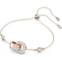 Swarovski Bracelet Hollow, Boucle Entrelacée, Blanc, Placage De Ton Or Rosé