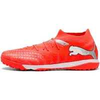 Puma Chaussure de foot 'Future 9 Match' rouge néon / noir / argent / blanc