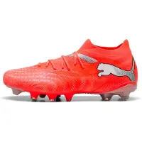 Puma Chaussure de foot 'Future 9 Match' gris argenté / rouge néon / noir