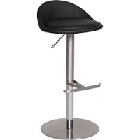 FineBuy Tabouret de bar en acier inoxydable noir, hauteur d'assise réglable de 54 à 79 cm, tabouret de bar avec dossier, tabouret de bistrot rembourré, tabouret de comptoir pivotant à 360°
