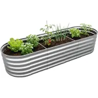Relaxdays Jardinière surélevée , en métal galvanisé, pour fleurs, plantes et légumes, dimensions : 45 x 200 x 60 cm, jardinière ovale, couleur argent