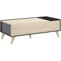 Dmora Alexius - Table basse, 99x60x41h cm Noir Anthracite, un Compartiment
